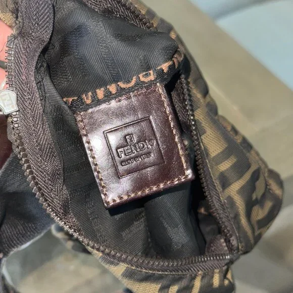 FENDI ZUCCA CANVAS Vintage 1925 Cosmetic Pouch Brown - Picture 4 of 10